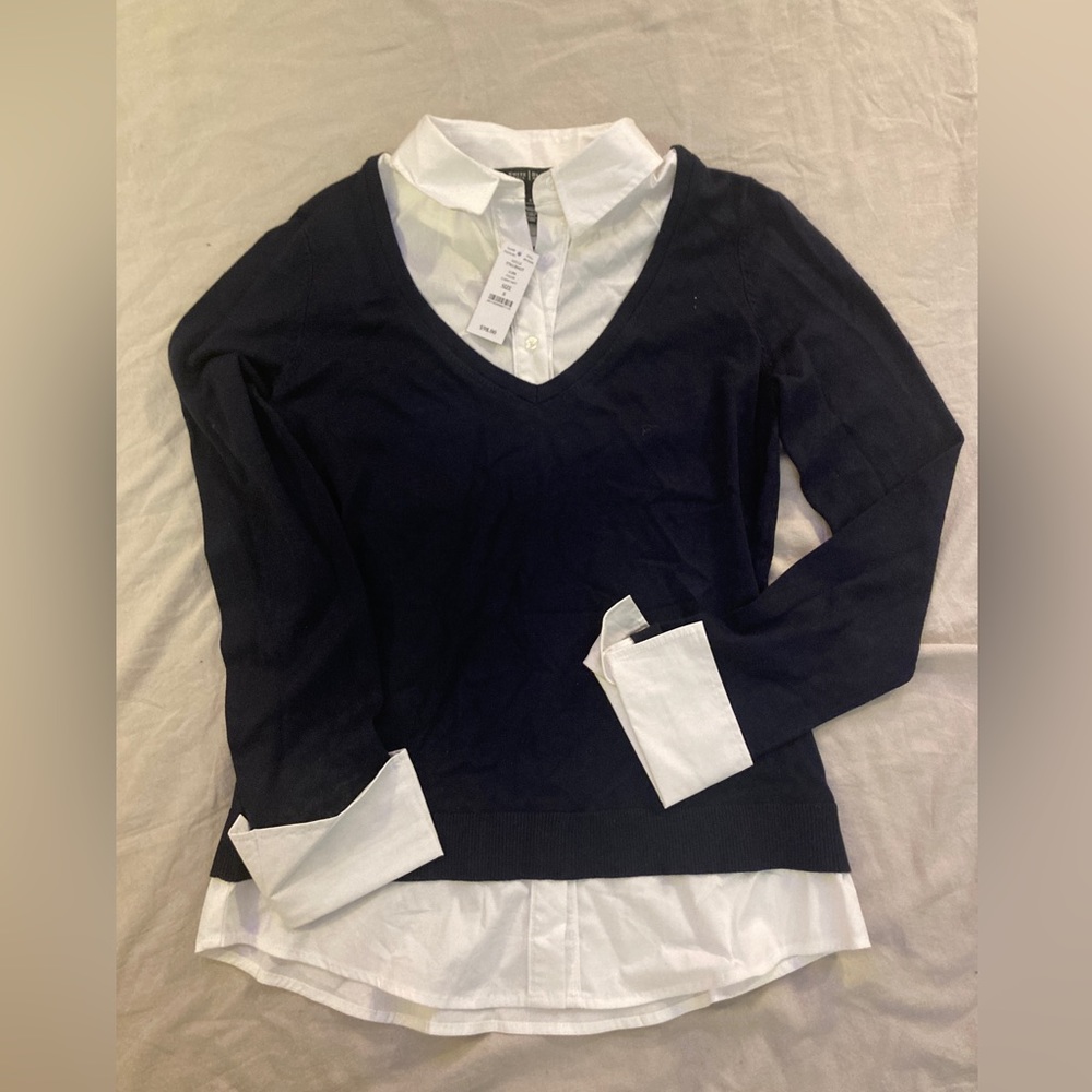 White House Black Market black and white top